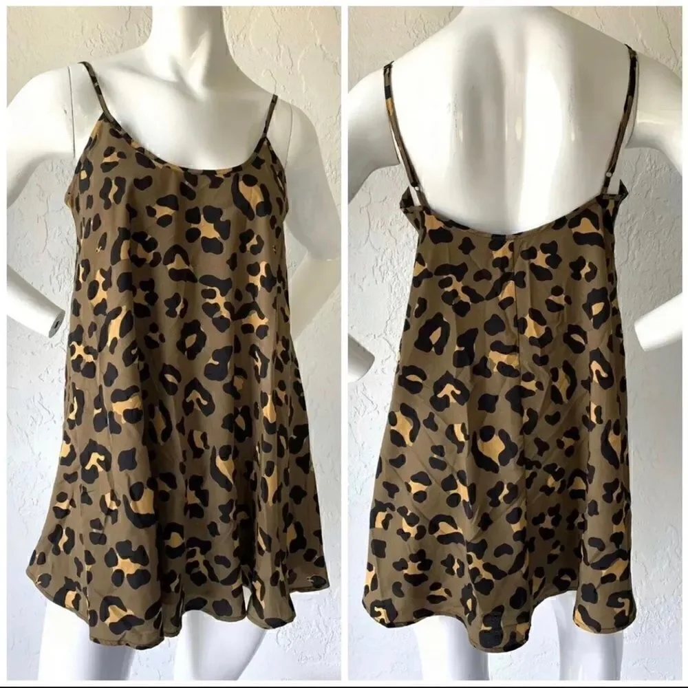 Show Me Your Mumu Bella Leopard Tank Mini Dress Sz M